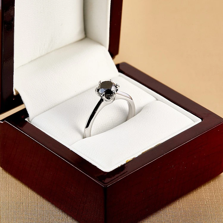 Inel de logodna model Tiffany din Aur 18k sau Platina cu Diamant Negru 0.33ct - 0.85ct - model i168