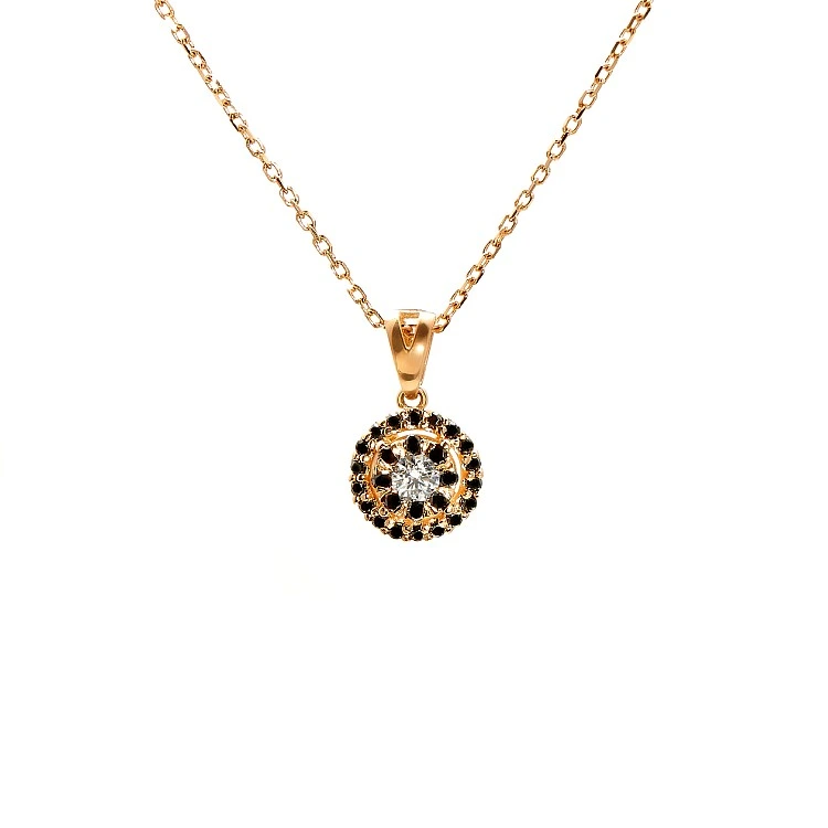 Pandantiv Anturaj din Aur cu Diamant Incolor si Diamante Negre - model pan1647