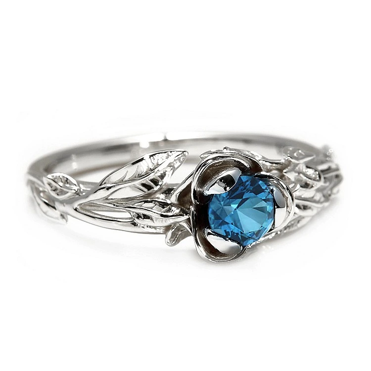 Inel de logodna forest din Aur 18k sau Platina cu Diamant Albastru 0.30ct - 0.50ct - model i764