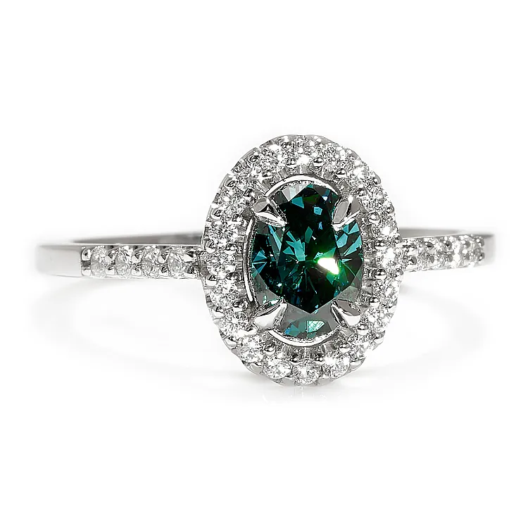 Inel de logodna Anturaj din Platina cu Diamant Oval Albastru - model i1192