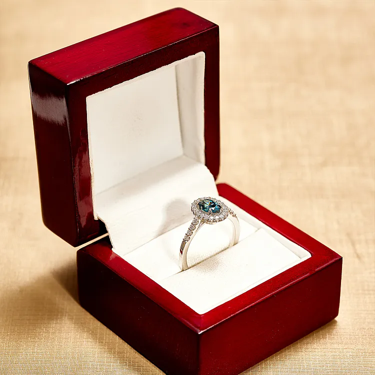 Inel de logodna Anturaj din Platina cu Diamant Oval Albastru - model i1192