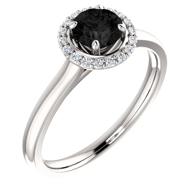 Inel de logodna din Aur 18k sau Platina cu Diamant Negru si Diamante - model i122060