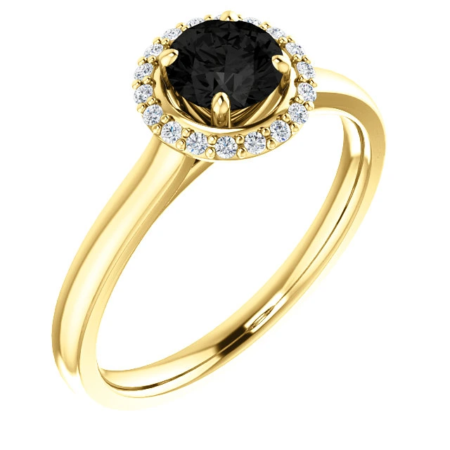 Inel de logodna din Aur 18k sau Platina cu Diamant Negru si Diamante - model i122060
