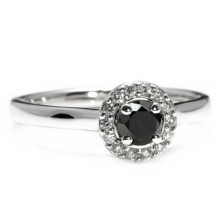 Inel de logodna din Aur 18k sau Platina cu Diamant Negru si Diamante - model i122060