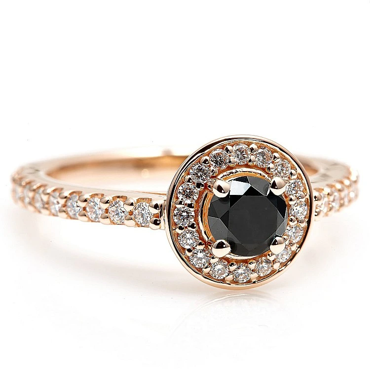 Inel de logodna din Aur 18k sau Platina cu Diamant Negru si Diamante - model i122084