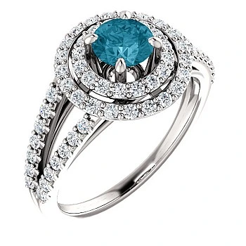 Inel de logodna din Aur 18k sau Platina cu Diamant Albastru si Diamante - model i122101