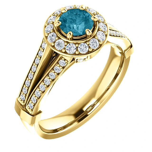 Inel de logodna din Aur 18k sau Platina cu Diamant Albastru si Diamante - model i122311