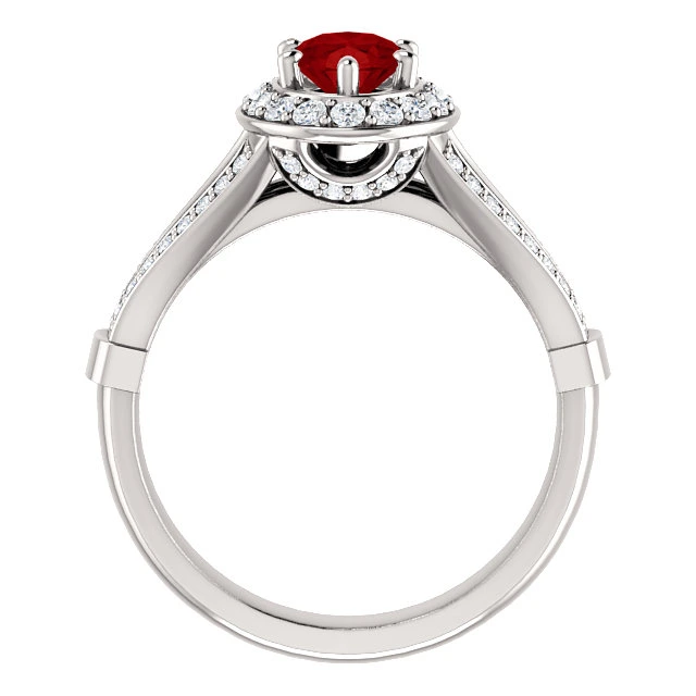 Inel de logodna din Aur 18k sau Platina cu Rubin si Diamante - model i122311