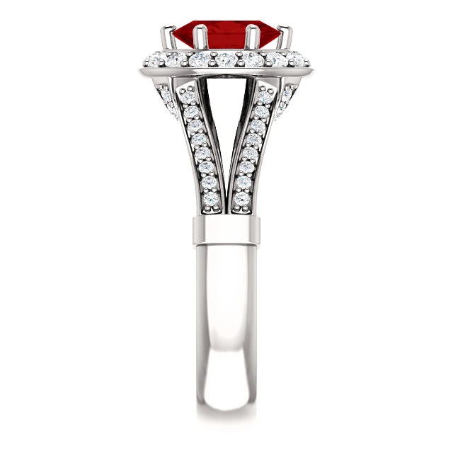 Inel de logodna din Aur 18k sau Platina cu Rubin si Diamante - model i122311