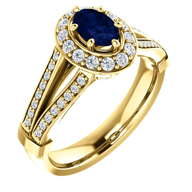 Inel de logodna din Aur 18k sau Platina cu Safir si Diamante - model i122311
