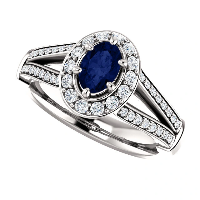 Inel de logodna din Aur 18k sau Platina cu Safir si Diamante - model i122311