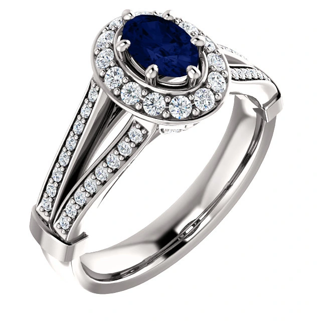 Inel de logodna din Aur 18k sau Platina cu Safir si Diamante - model i122311