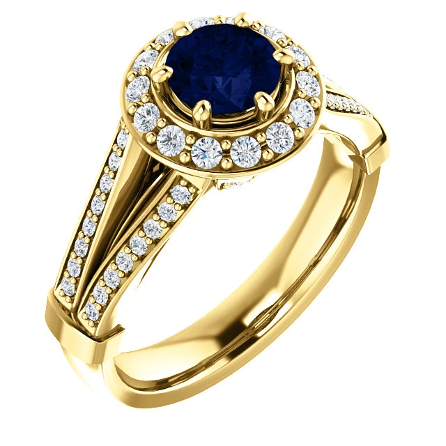 Inel de logodna din Aur 18k sau Platina cu Safir si Diamante - model i122311