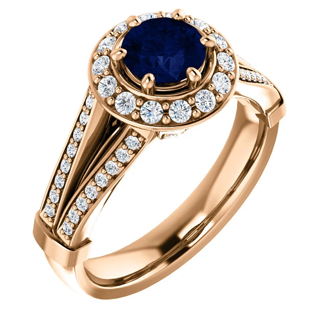 Inel de logodna din Aur 18k sau Platina cu Safir si Diamante - model i122311