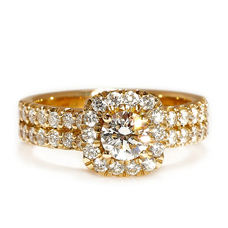 Inel de logodna din Aur 18k sau Platina cu Diamant Central Certificat GIA 0.30ct sau 0.40ct si Diamante secundare - model Celeste