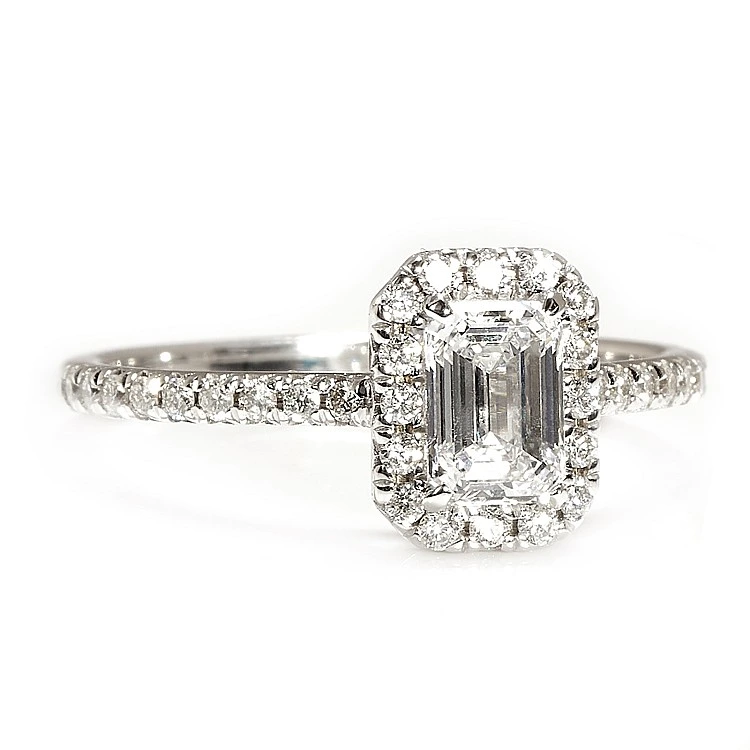 Inel de logodna Anturaj din Aur 18k sau Platina cu Diamant Certificat Emerald GIA 1.00ct si Diamante secundare - model i1420