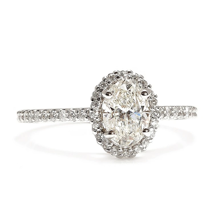 Inel de logodna Anturaj din Aur 18k sau Platina cu Diamant Central Oval Certificat GIA 0.50ct sau 0.70ct si Diamante secundare - model i1420