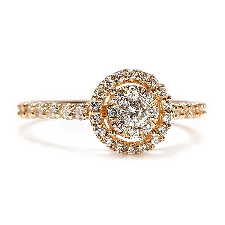 Inel de logodna Anturaj din Aur Roz 14k cu Diamante - model i1647