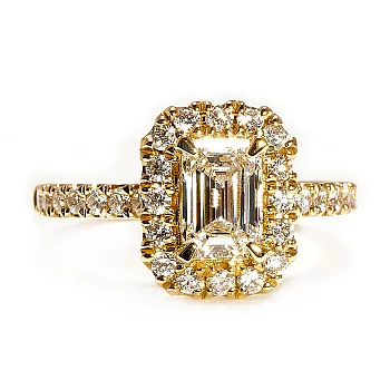 Inel de logodna Anturaj din Aur Galben 18k cu Diamant Emerald Certificat GIA - model i1905