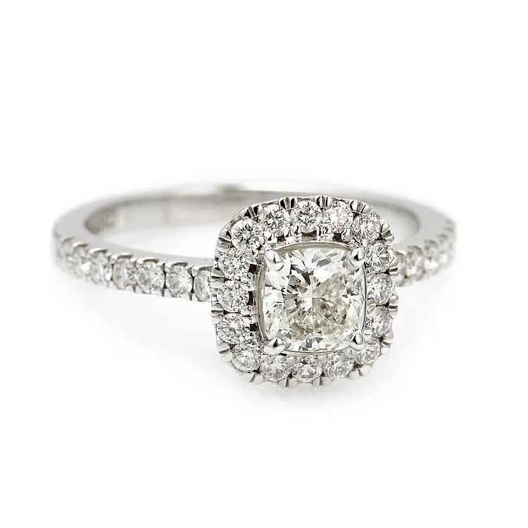 Inel de logodna Anturaj din Aur Alb 18k cu Diamant Cushion certificat GIA - model i1905