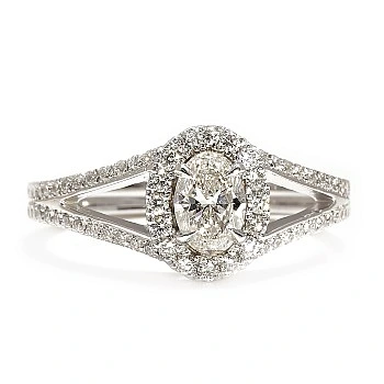 Inel de logodna Anturaj din Aur 18k sau Platina cu Diamant Oval Certificat GIA 0.50ct sau 0.70ct - model i4696
