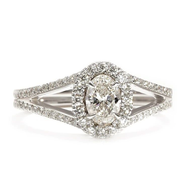 Inel de logodna Anturaj din Aur 18k sau Platina cu Diamant Oval Certificat GIA 1.00ct - model i4696