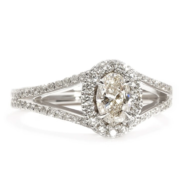 Inel de logodna Anturaj din Aur 18k sau Platina cu Diamant Oval Certificat GIA 1.00ct - model i4696