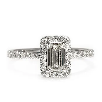 Inel de logodna Anturaj din Aur 18k sau Platina cu Diamant Emerald si Diamante Incolore - GIA 1.00ct - model i4701