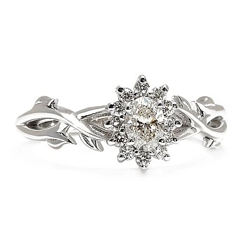 Inel de Logodna inspirat din natura din Aur 18k sau Platina cu Diamant Oval Certificat GIA 0.30ct sau 0.40ct - model i4708