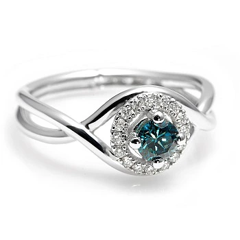 Inel de logodna din Aur 18k sau Platina cu Diamant Albastru si Diamante - model i590