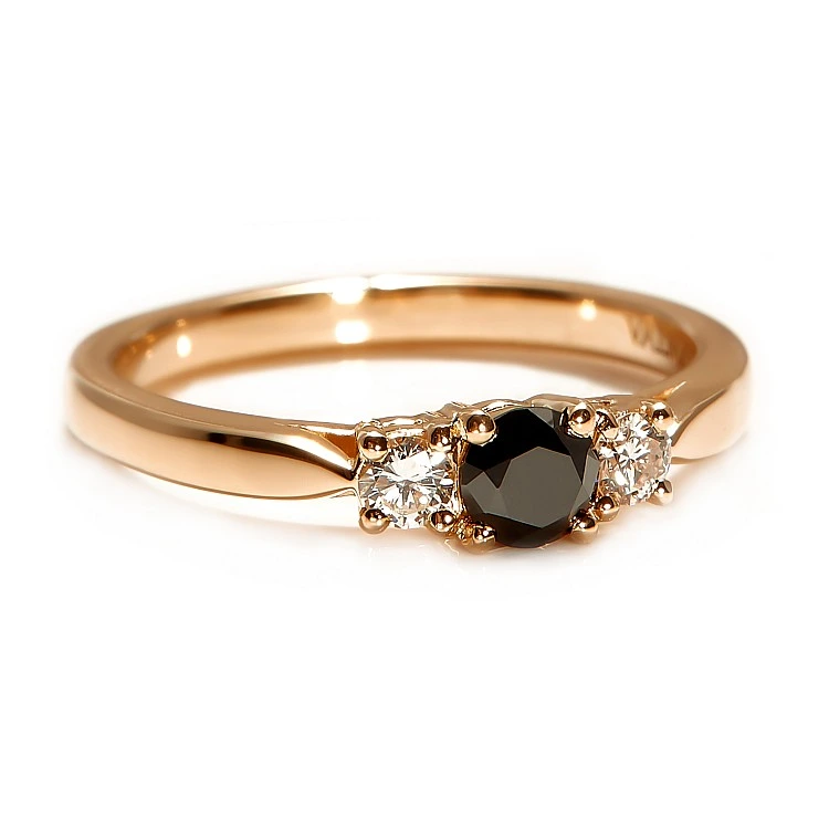 Inel de logodna din Aur 18k sau Platina cu Diamant Negru si Diamante - model i025