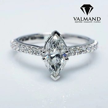 Inel de Logodna din Aur 18k sau Platina cu Diamant Marquise Certificat GIA 1.00ct - model i1050