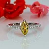 Inel de logodna din Aur 18k sau Platina cu Diamant Galben Marquise si Diamante Incolore - model i1050