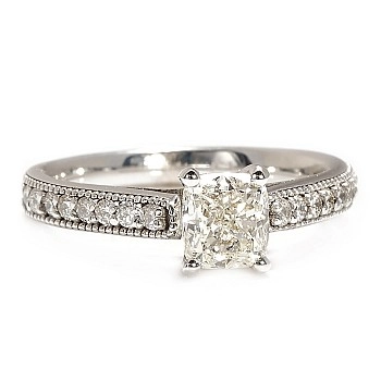 Inel de Logodna din Aur 18k sau Platina cu Diamant Central Cushion Certificat GIA 1.00ct - model i1218