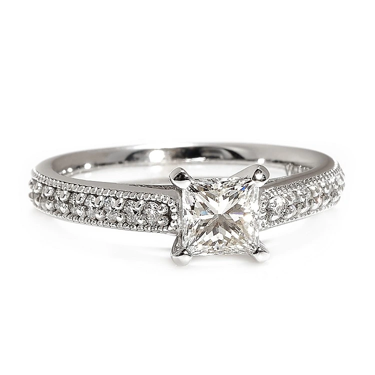 Inel de logodna din Aur 18k sau Platina cu Diamant Principal Princess - GIA 0.30ct sau 0.40ct - model i1218