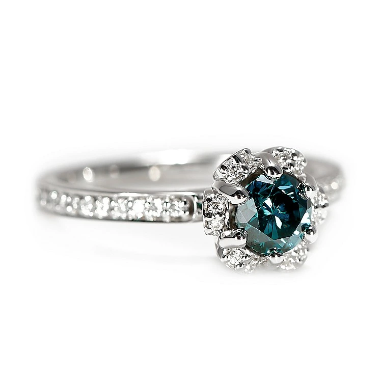 Inel de logodna din Aur 18k sau Platina cu Diamant Albastru si Diamante - model i121997
