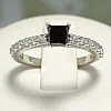 Inel de logodna din Aur 18k sau Platina cu Diamant Negru Princess si Diamante - model i122096
