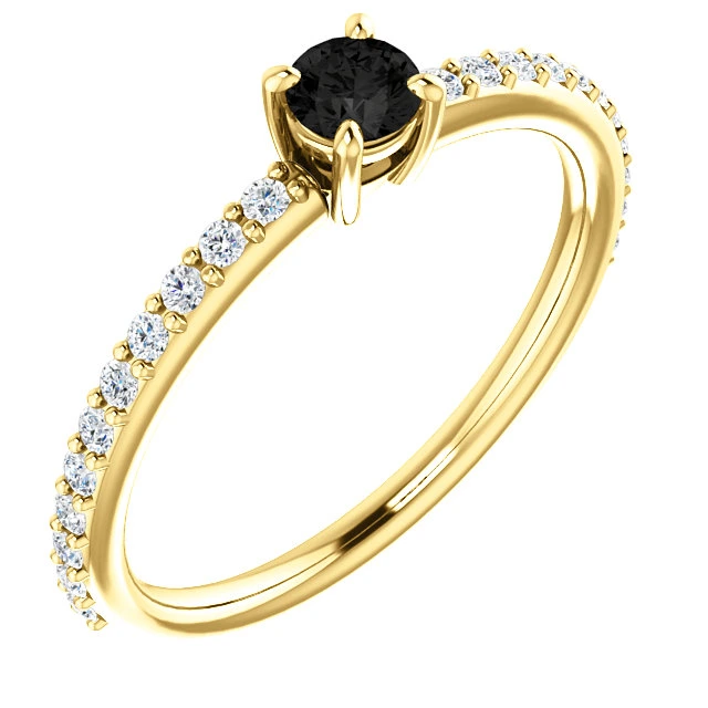 Inel de logodna din Aur sau Platina cu Diamant Negru si Diamante - model i122190