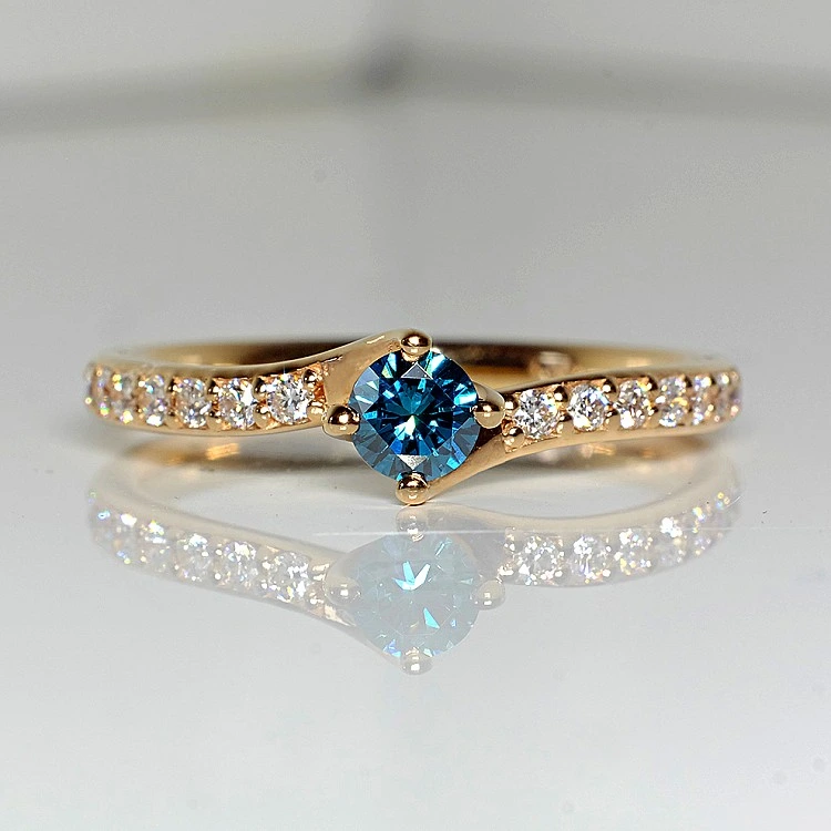 Inel de logodna din Aur 18k sau Platina cu Diamant Albastru - model i122358