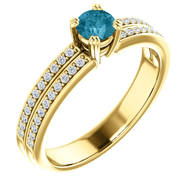 Inel de logodna din Aur 18k sau Platina cu Diamant Albastru si Diamante - model i122376