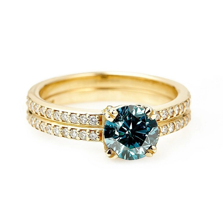 Inel de logodna din Aur 18k sau Platina cu Diamant Albastru si Diamante - model i122376