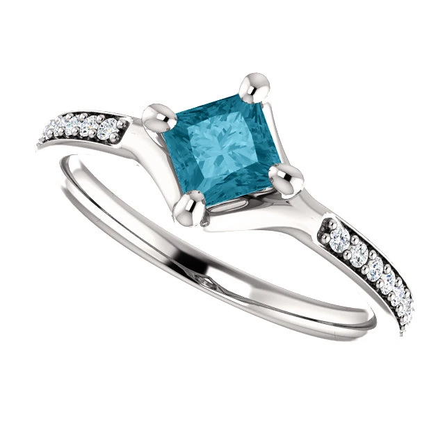 Inel de logodna din Aur 18k sau Platina cu Diamant Albastru si Diamante - model i122392