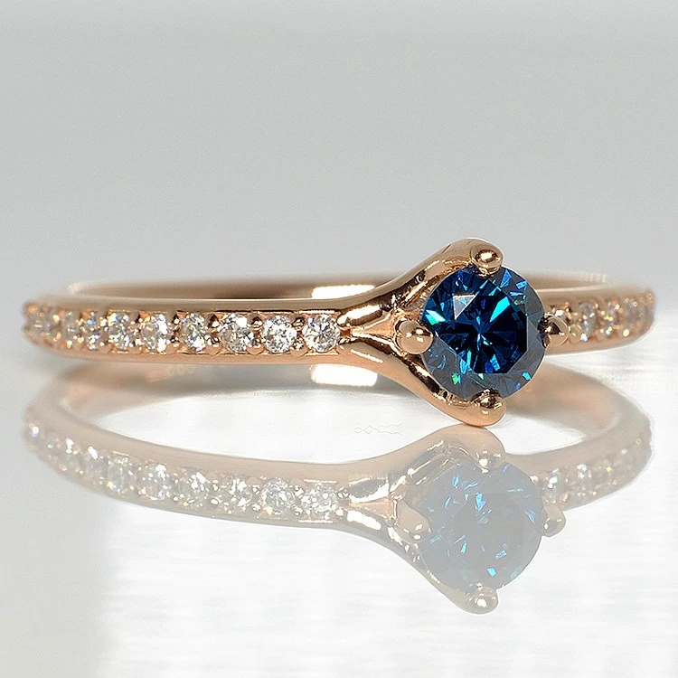 Inel de logodna din Aur 18k sau Platina cu Diamant Albastru si Diamante - model i122392