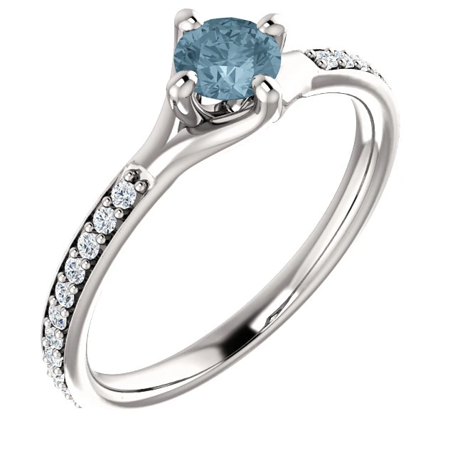Inel de logodna din Aur 18k sau Platina cu Diamant Albastru si Diamante - model i122392