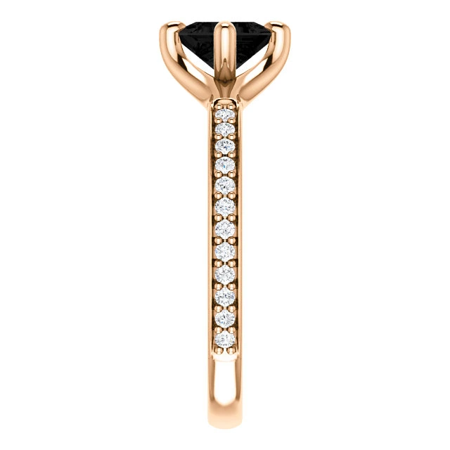 Inel de logodna din Aur 18k sau Platina cu Diamant Negru si Diamante - model i122392