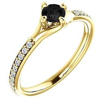Inel de logodna din Aur 18k sau Platina cu Diamant Negru si Diamante - model i122392