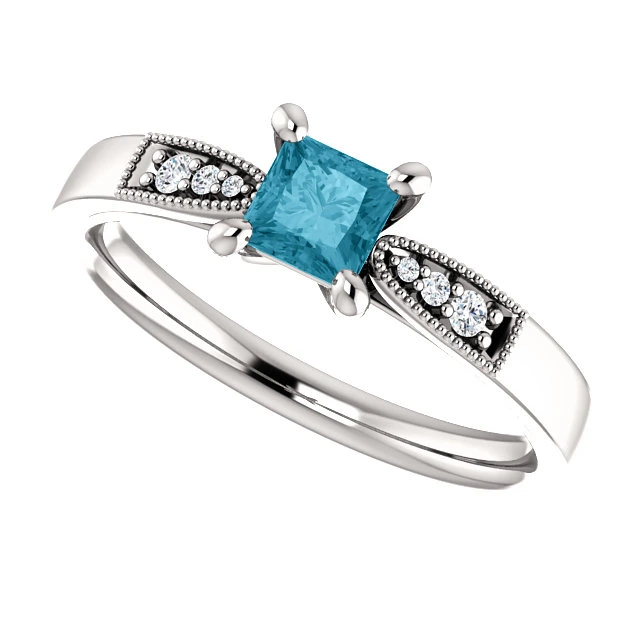 Inel de logodna din Aur 18k sau Platina cu Diamant Albastru - model i122395
