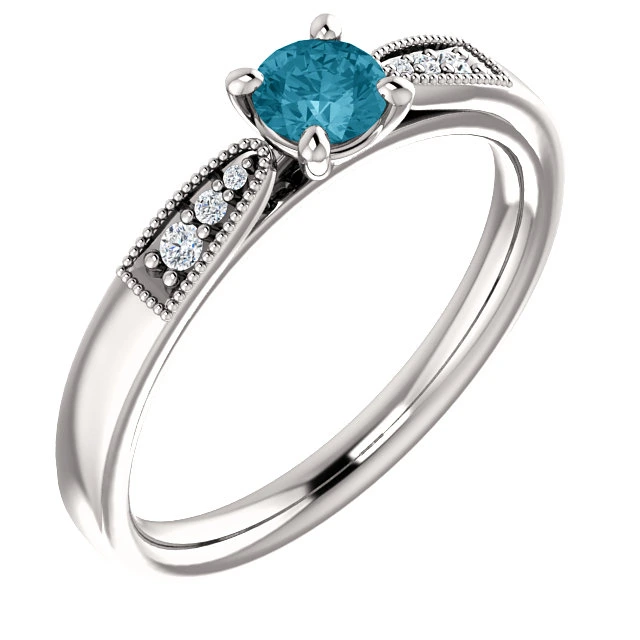 Inel de logodna din Aur 18k sau Platina cu Diamant Albastru - model i122395