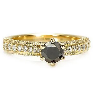 Inel de logodna din Aur 18k sau Platina cu Diamant Negru si Diamante - model i122474