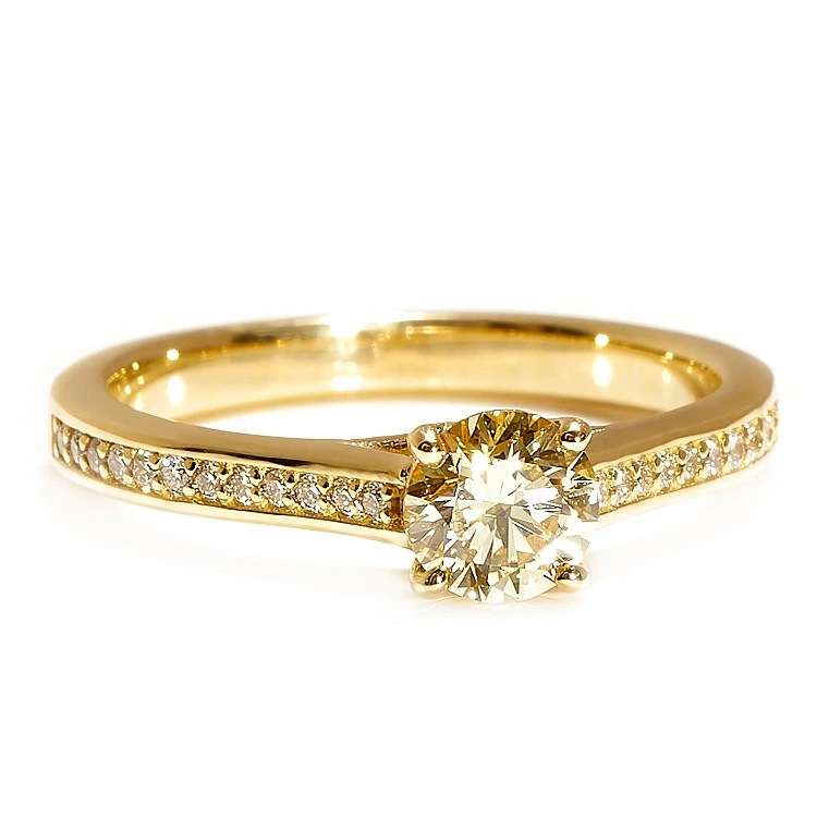 Inel de Logodnă Side-Stone din Aur Galben 14K cu Diamant Galben Lab Grown Certificat IGI - model i122604